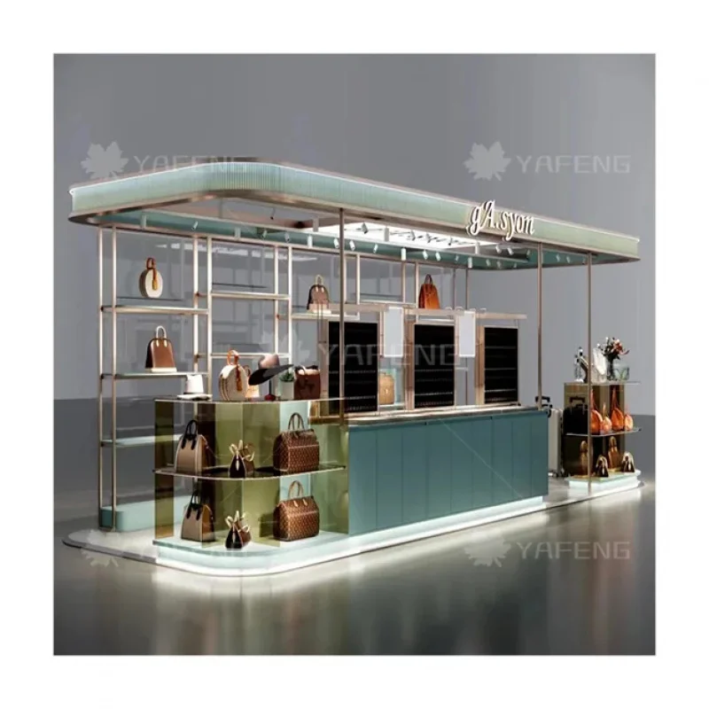 custom.Custom Luxury Leather Handbag Display Cabinet Stainless Steel Showcase Shopping Mall Exhibition Hall and Handbag Stor