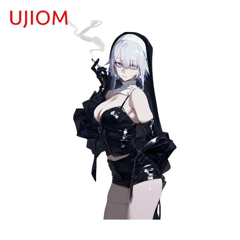 UJIOM Pretty Cool Girl Nun Wall Sticker Personality Artistic White Hair Enchanting Picture Decal Suitable For Smooth Surfaces