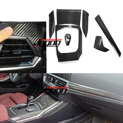 Real Carbon Fiber For BMW 3 4 Series G20 G21 G22 2020 Car Center Console Dashboard Side Air AC Vent Gear Panel Trim Accessories