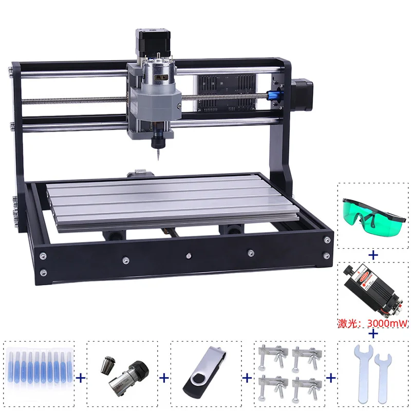 CNC3018 PRO 彫刻機、DIY ミニ CNC ルーターキット切断フライス彫刻アクリル PVC PCB 木材
