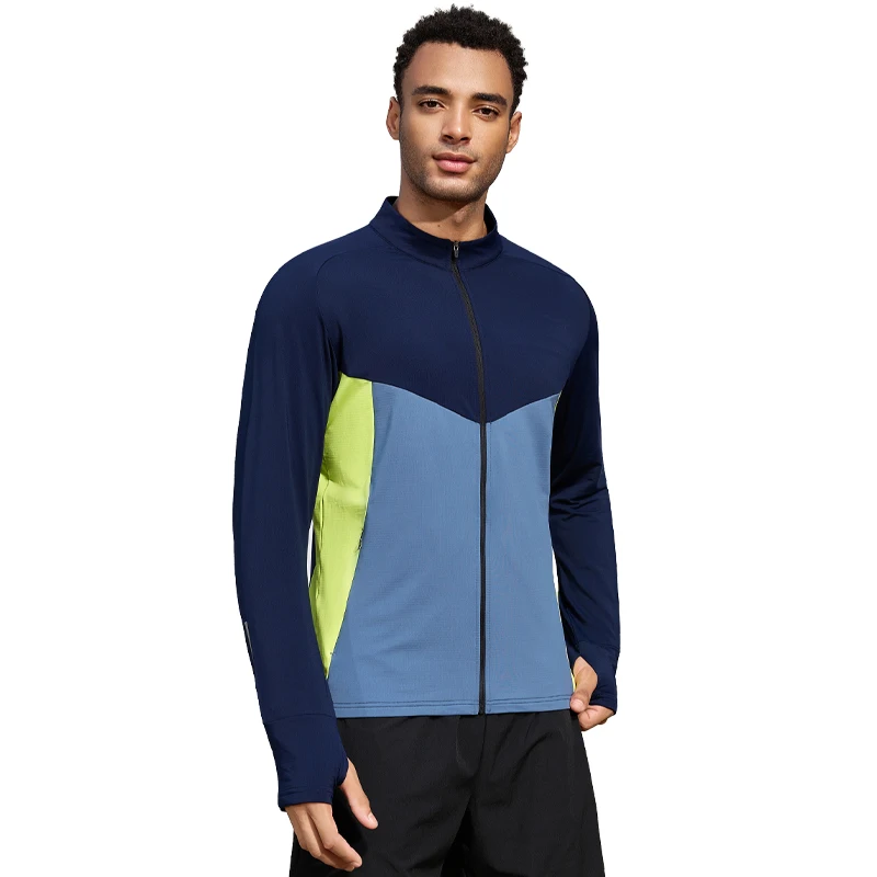 

Men Running Jatckets Fashion Patchwork Sports Gym Quick Dry Hooded Casual Zipper Pockets Outdoor Jogging Long Sleeves Coat