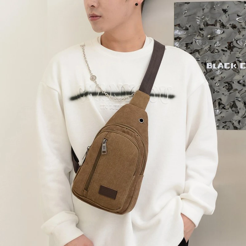 Men Shoulder Bags Waist Pack Sling Bag Crossbody Outdoor Sport Travel Hiking Shoulder Chest Daily Picnic Canvas Messenger Bag