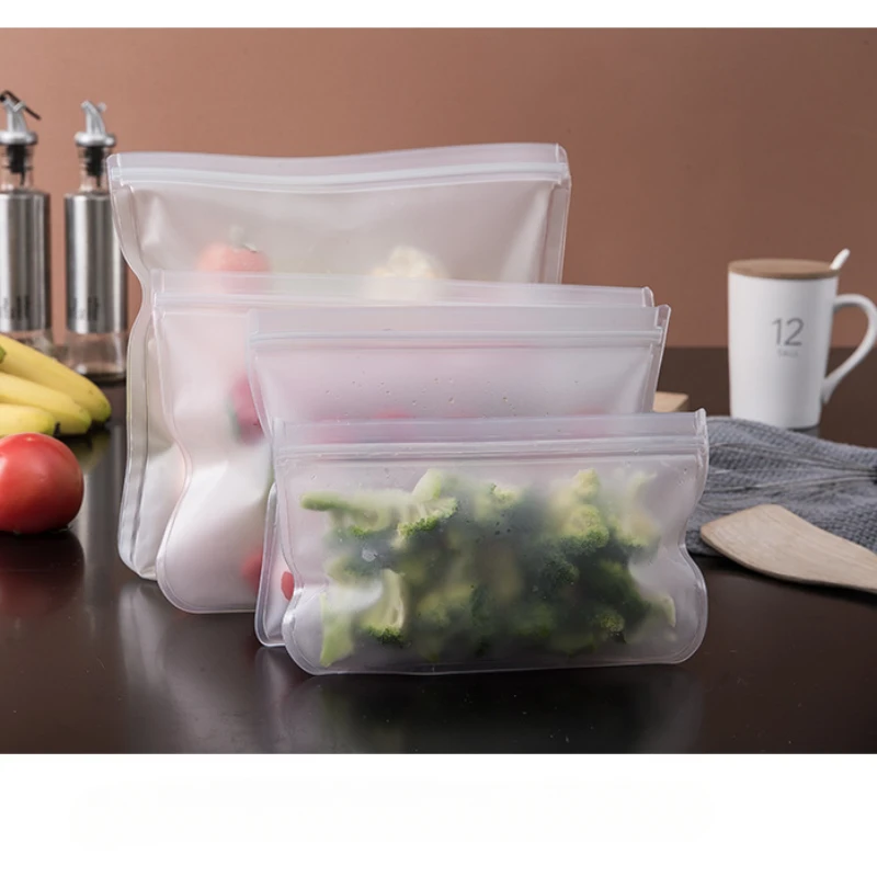 

Kitchen Accessories Fruit and Vegetable Silicone Bag Reusable Fresh-keeping Sealed Bag Refrigerator Food Storage Ziplock Bag