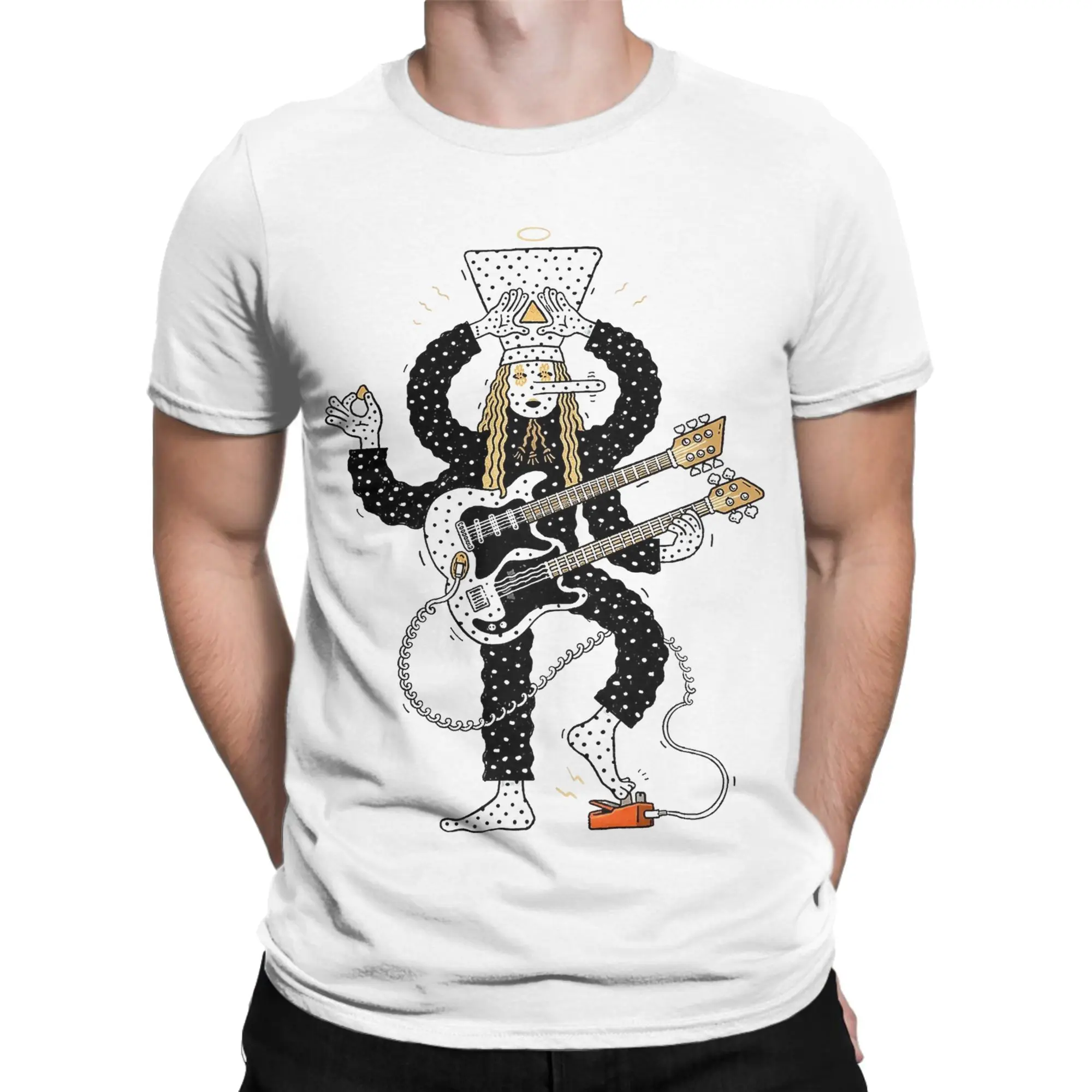 Novelty Guitarist Angine de Poitrine Band T-Shirt Men Cotton Short Sleeve  Round Neck Summer TopsTops
