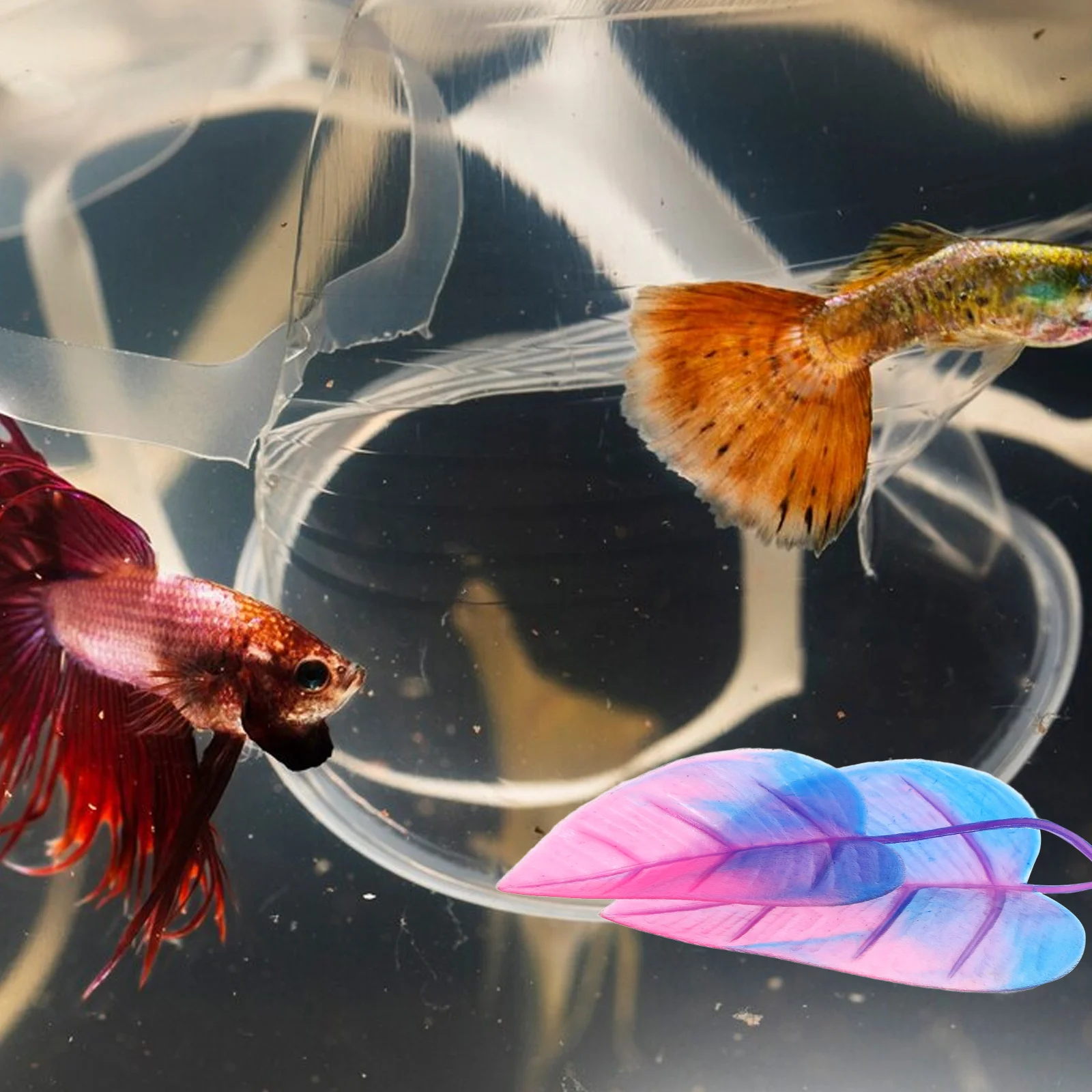 

2pcs Betta Hammock Leaf Fade Resistant Fish Tank Resting Spot For Aquarium Plants Decoration Plastic Bed Habitat Accessories