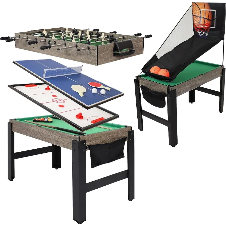 

5in1 MultiGame Table for Ideal Indoor Entertainment Solution Featuring Billiards Push Hockey Foosball Ping Pong and Basketball