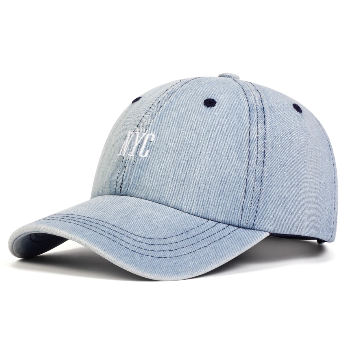 Unisex NYC Embroidery Denim Baseball Caps Spring Autumn Outdoor Adjustable Casual Hats Sunscreen Hat