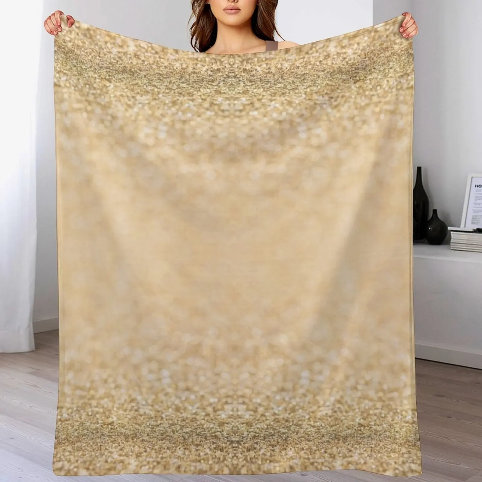 

Soft gold faux glitter sparkles Throw Blanket Warm Cozy Throw Blanket for Living Room Couch