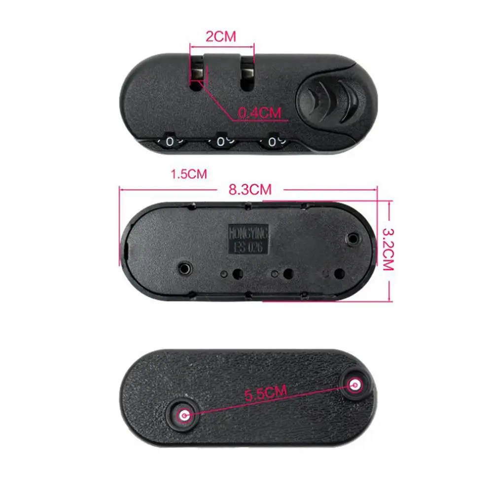 Black Lock Pull Chain Anti-theft Fixed Lock Code Lock Locks Combination Padlock Luggage Suitcase Lock