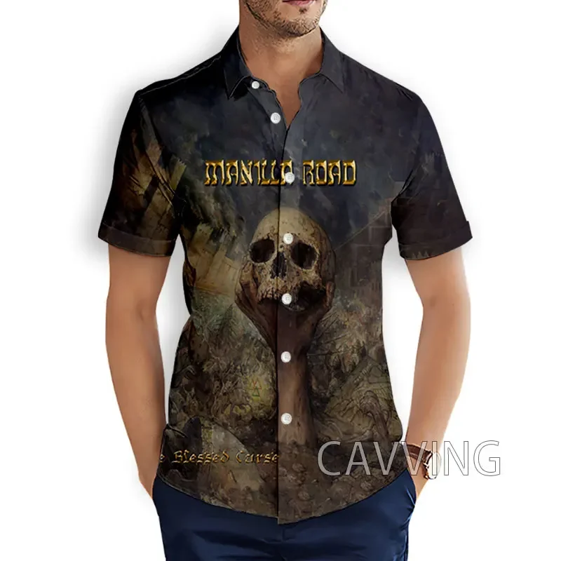 CAVVVING-Camisas Casuais Masculinas e Femininas, Moda Manilla Road, Manga Curta, Camisas Soltas Respiráveis, H01