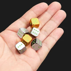 5PCS/1Set Metal Fluorescent Dice Golden/Silver/Bronze Funny Game Dice Six Sided Decider Board Game Acessorios 13mm