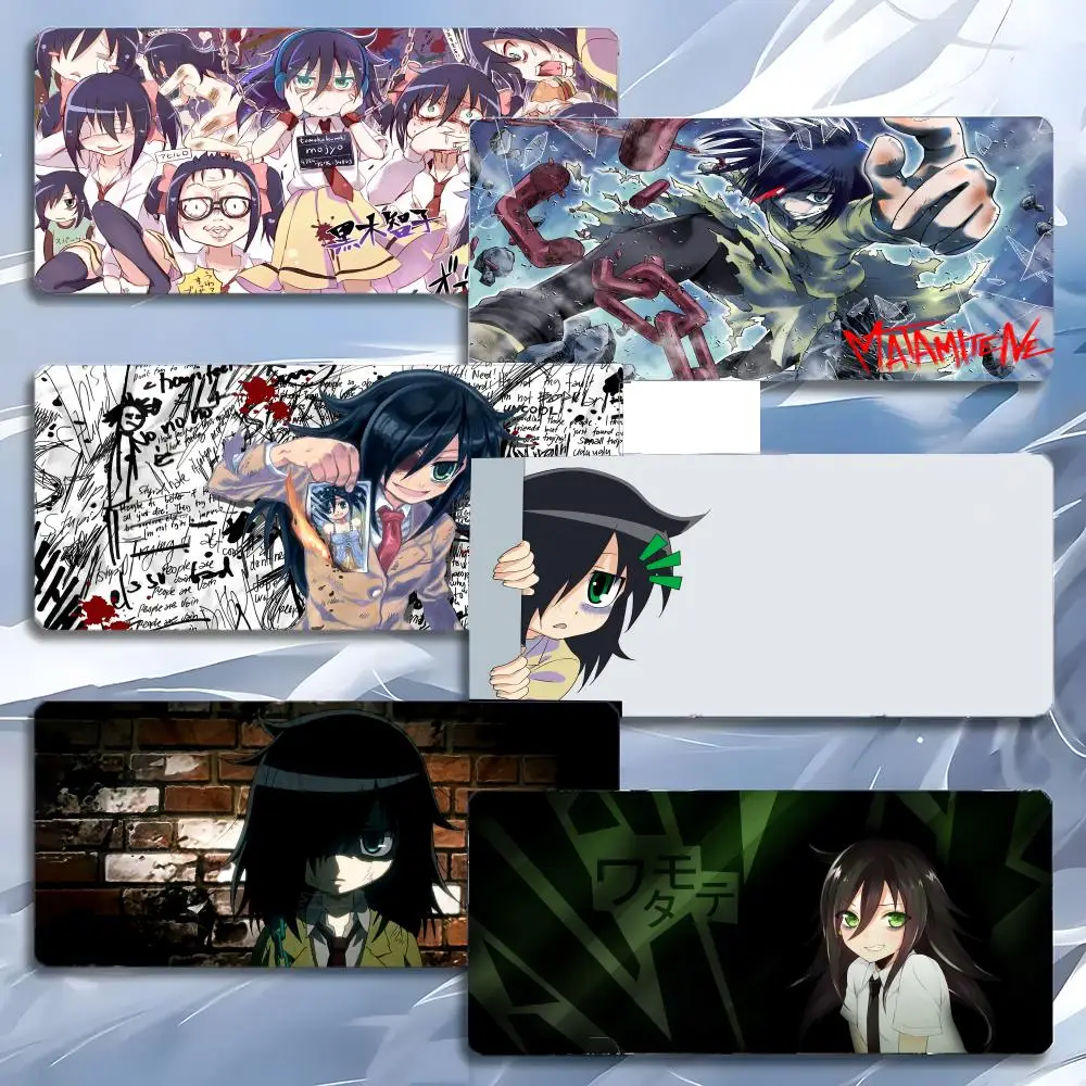 Alfombrilla de ratón grande para juegos con borde sellado y engrosado, diseño divertido de anime W-Watamote Kuroki Tomoko, para PC y escritorio