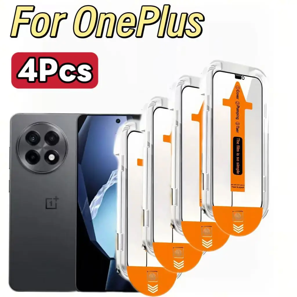 

4 Pack Compatible with OnePlus Series 1+ 15 13T 9 9R ACE PRO HD Screen Protector (Tempered Glass), Dust-Free, Bubble-Free,