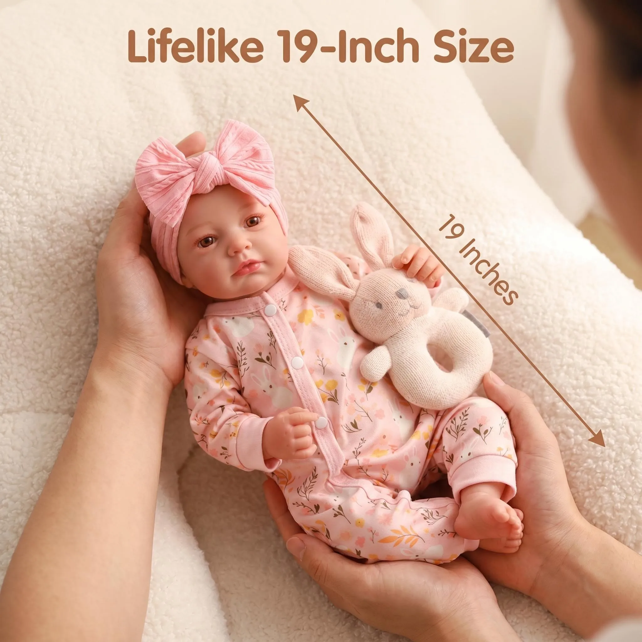 NPK 19inch Lifelike Loulou Awake Girl Doll Handmade Detailed Painting Real Soft Touch Cute Handy Baby Collectible Small Doll view 4