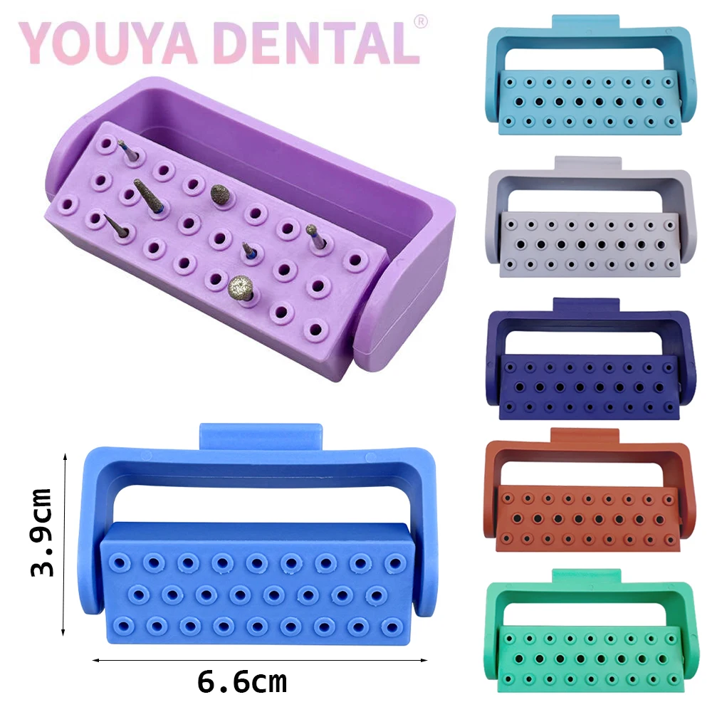 1 Pcs Dental Drill Holder 26 Hole Endodontic File Sterilization Box Autoclavable Drill Block High/Low Speed Needle Storage Box