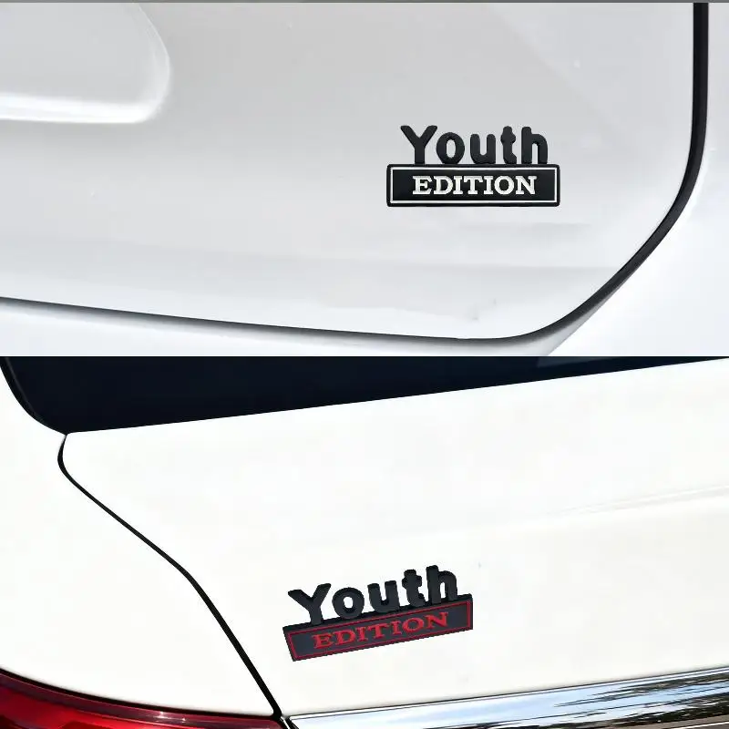 Car Sticker Badges Zinc Alloy Youth Edition Rust Resistant Decorative Decals Suitable for Car Motorcycle Exterior Use
