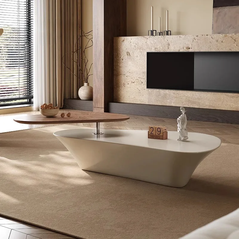 Estilo creme, mesa de centro heterossexual rotativa chave de alta qualidade cliente sala de estar casa designer villa móveis de alta qualidade
