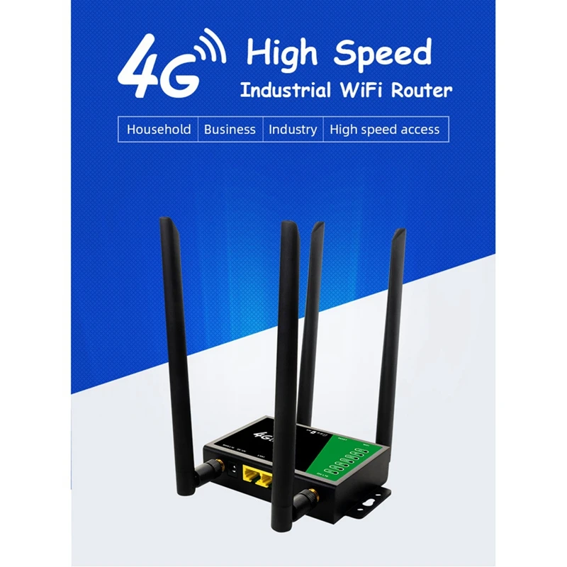 4G Industrial CPE Wifi Wireless Router Sim Card Slot Portable Mobile Hotspot 300Mbps External Antenna 32Users