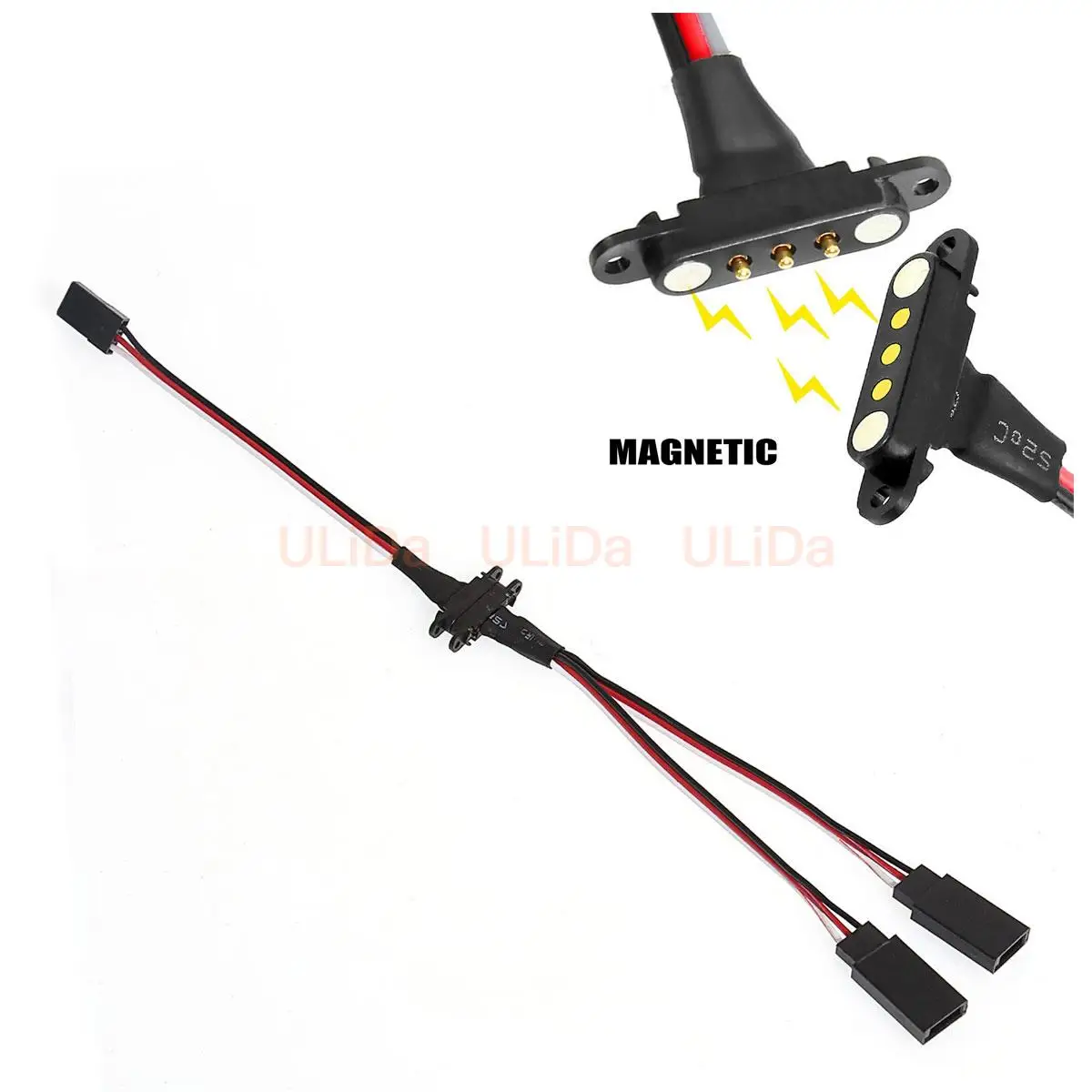 Universal JR 1 to 2 Cable Magnetic Snap-on Extension Wire for RC Car Aircraft Airplane Boat Drone Upgrade Parts