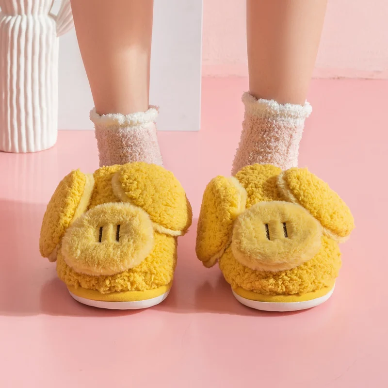 Funny Slipper 2022 New Winter Cotton Slippers Women's Cute Pig Shape Thickened Plush Warm Fur Slippers Man Couple