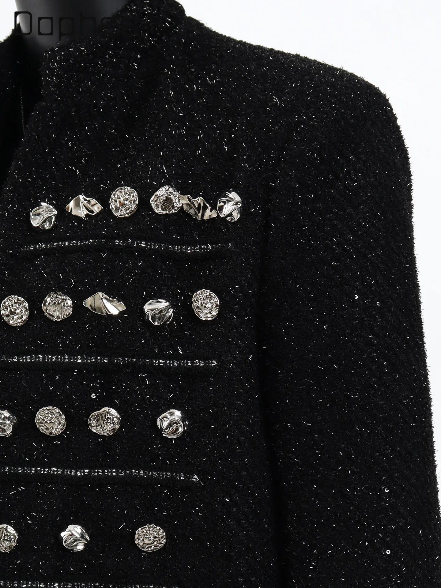 Deconstructed Design Oversized Woolen Jackets for Men Heavy Metal Beading Stylish Stand Collar Jacket Trendy Loose Short Jacket