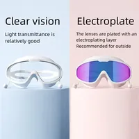 Outdoor Swimming Goggles Big Frame Swimming Goggles Diving Anti-fog Uv Protection With Earplugs Adult Swimming Goggles