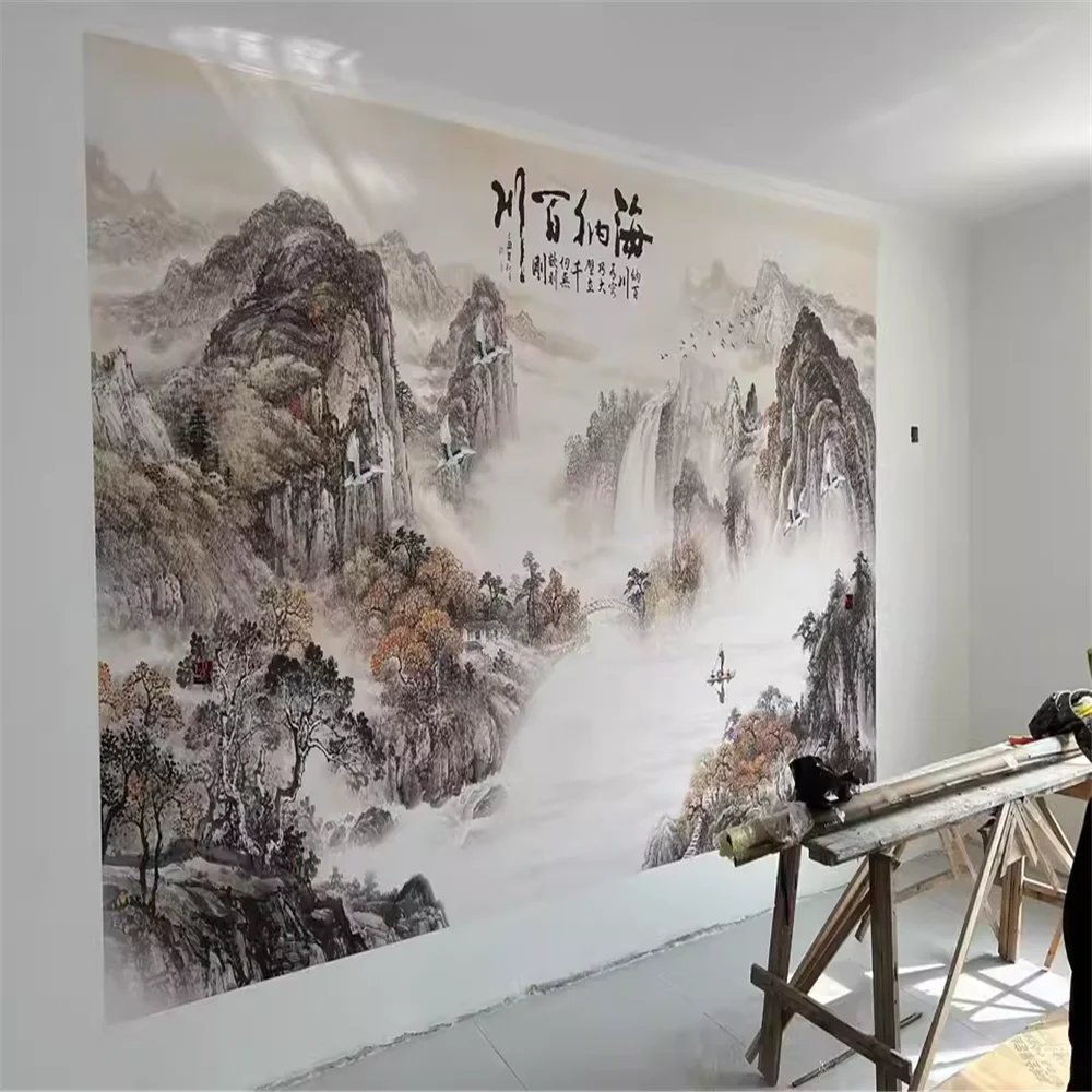 custom Mural New Chinese Treasure Basin wallpapers Landscape TV Background art Wall Paper Living Room Wallpaper home Decorative