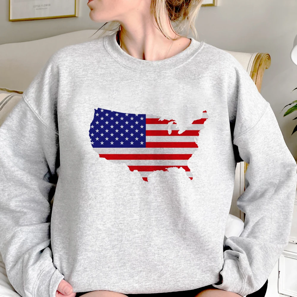 

Usa hoodies women long sleeve top gothic Hooded Shirt women streetwear pulls