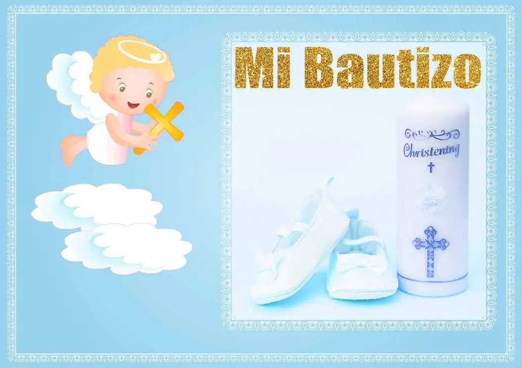 7x5ft Blue Gold Angel Wing Christening Prime Communion Baptism Mi Bautizo ที่กำหนดเองพื้นหลังภาพพื้นหลังไวนิล220Cm X 150ซม.