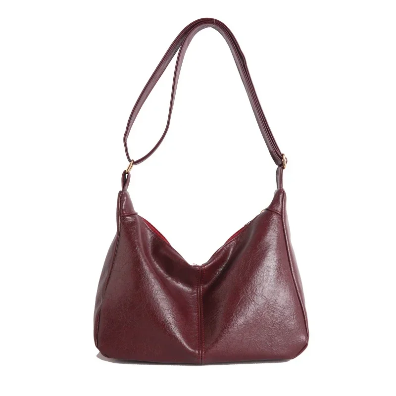 Elegant Minimalist Leather Messenger Crossbody Bag For Women Fashionable Diaper Bag Large Capacity Shoulder Tote Bag Vintage