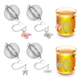 Tea Infuser,Loose Leaf Tea Steeper Tea Strainer with Charm Handmade Dragonfly Butterfly Pendant Tea Ball Tea Filter Tea Infusers
