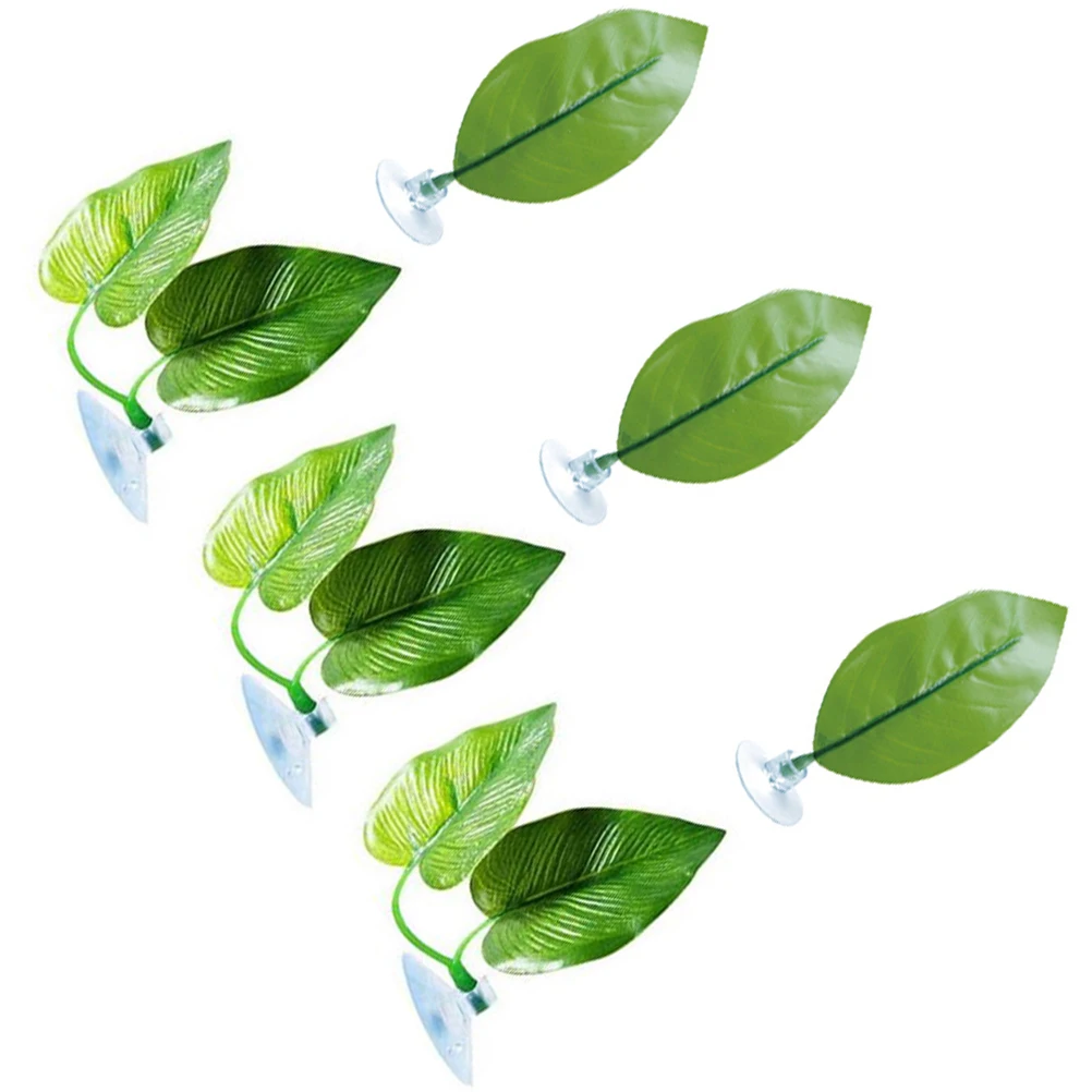 

6Pcs Simulation Leaves Aquarium Decoration Artificial Plastic Fish Tank Landscape Lifelike Aquarium Leaves Suction Cups Pet