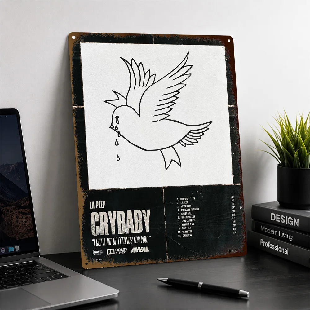 Lil Peep Crybaby Album Cover Aluminum Poster Personalized Metal Sign Lyrical Icon Wall Art Made For Urban Lounges And Rap Fans