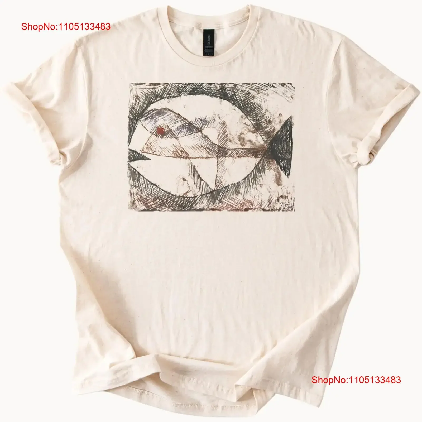 Klee Fish camiseta Bauhaus ArT Top moderno ropa artística vintage Top lavado para uso diario ropa de diseñador ligeramente suave