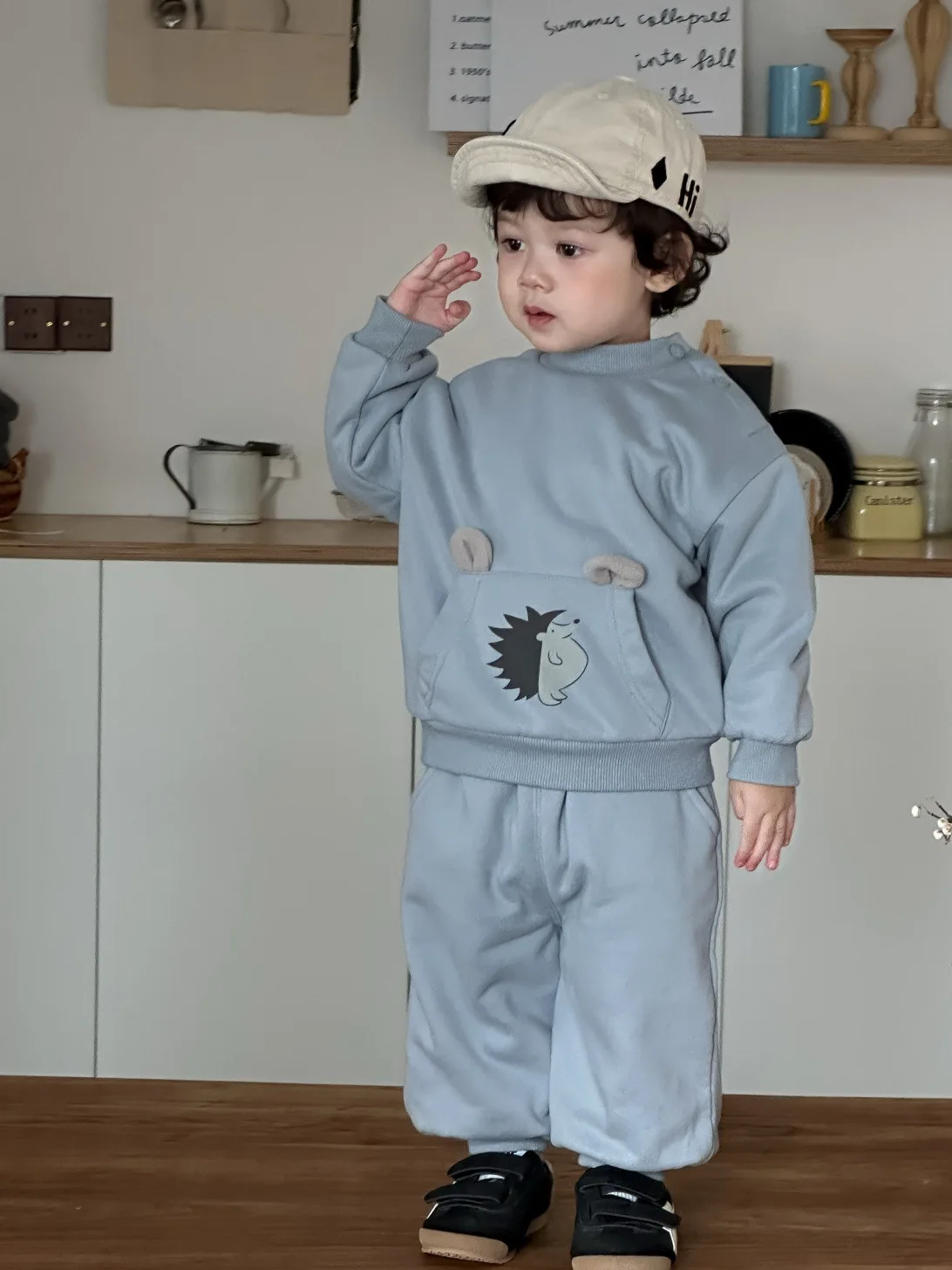 2025 Winter New Children Warm Fleece Clothes Baby Thick Cartoon Sweatshirt + Pants 2pcs Suit Boy Girl Toddler Outfits