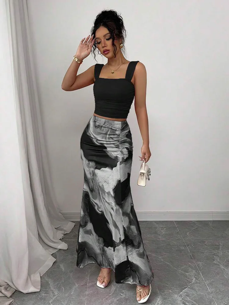 

Женская юбка «рыбий хвост» с цветочным узором, длинная юбка, приталенный крой, сексуальная, модная, эластичная ткань, весна, лето, осень