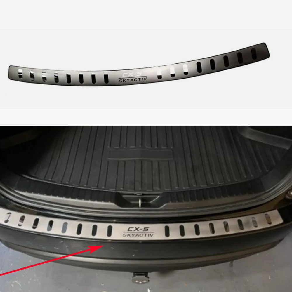 Car For Mazda CX5 CX-5 2023 Trunk Trim Stainless Steel Door Sill Scuff Plate Stickers Rear Bumper Protector Accessories 2024