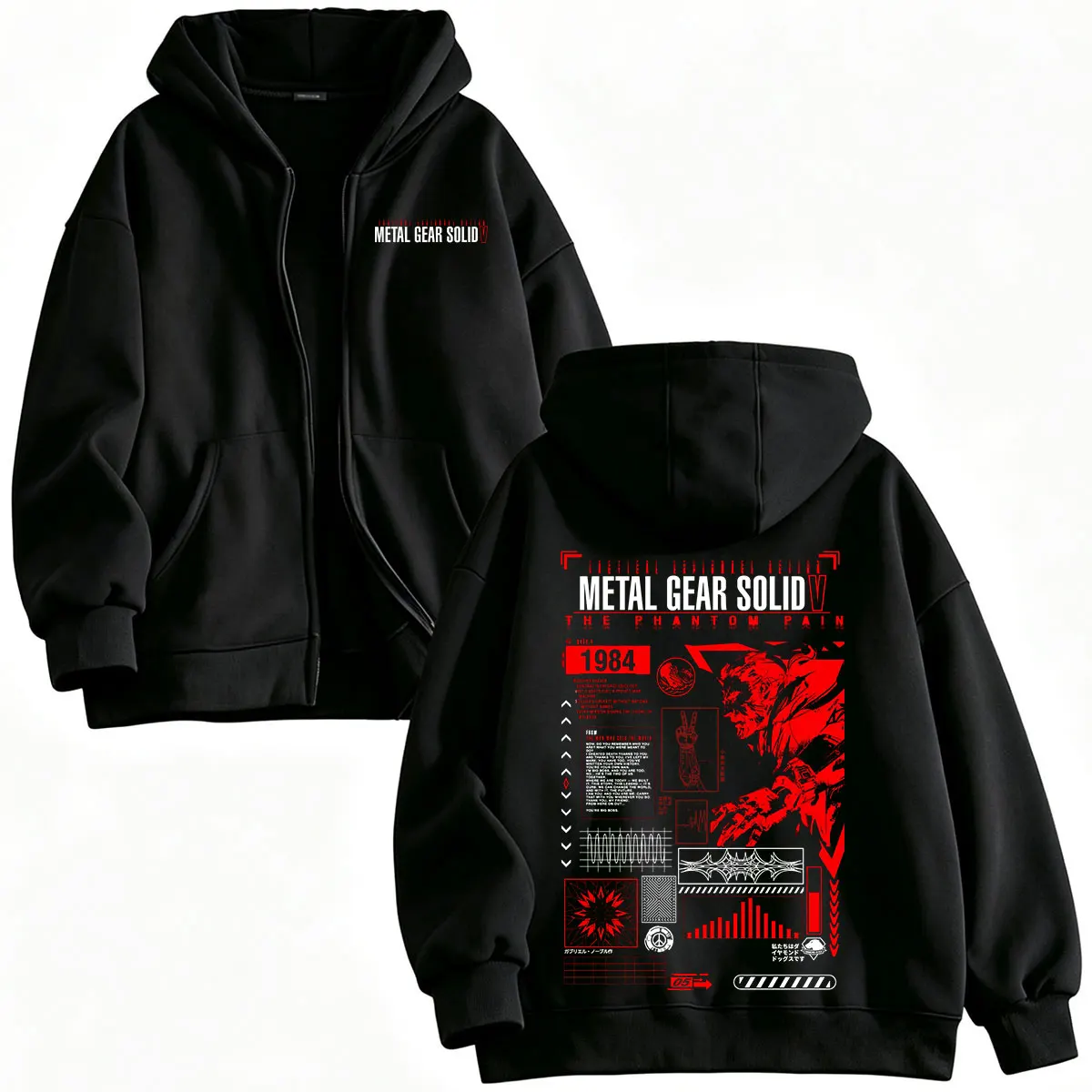 GAME MGS5 Metal Gear Solid V The Phantom Pain Venom Snake Kapuzenpullover mit Reißverschluss, Herren- und Damenmodelle, Kapuzen-Sweatshirts, Jacken und Mäntel.