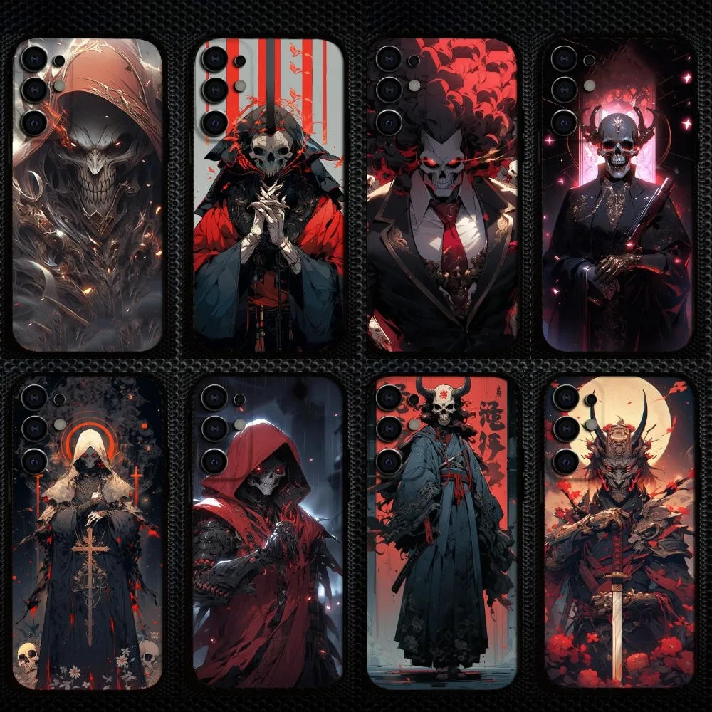 

sskeleton Phone Case For Samsung S25/S24/S23/S22/S21/S20/Plus,Fe,Lite/Others Black Cover