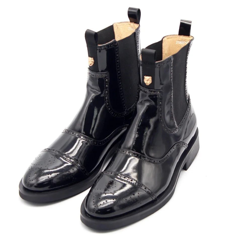 

2024 Winter Mid Length Men's Boots Carved Leather British Style Men's Boots Gift