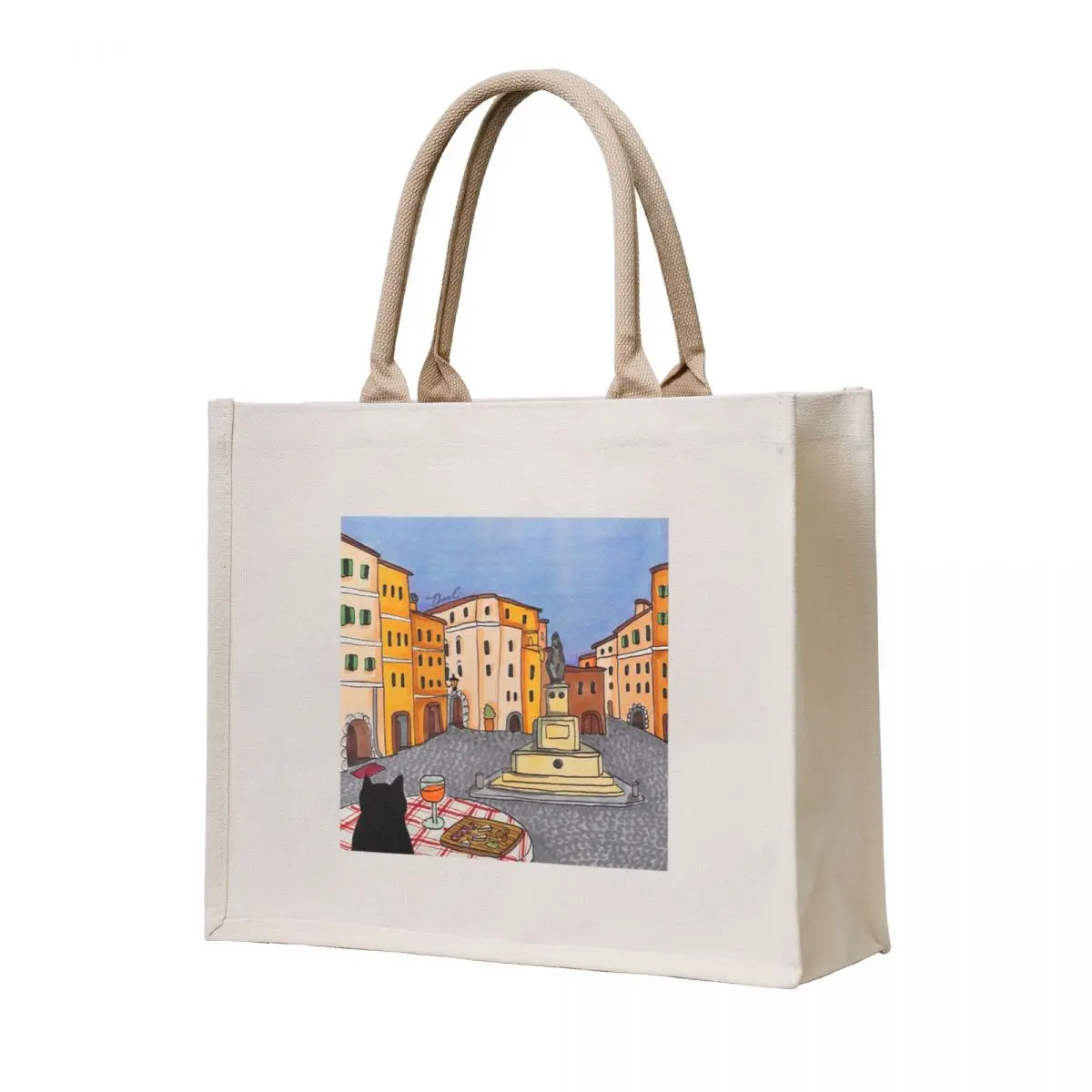 

Journal of a Cat in Rome - Aperitivo in Campo de' Fiori Tote Bag the tote bag Lady bag tote university custom canvas