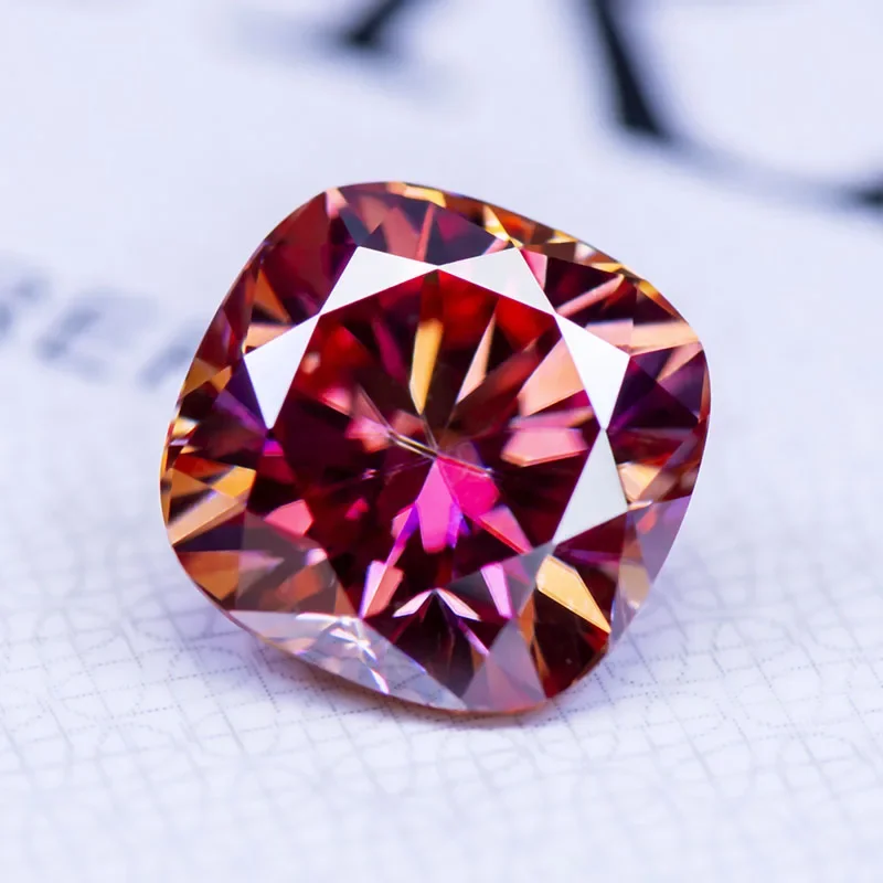 

Moissanite Stone Watermelon Red Color Cushion Cut for Lab Grow Diamond Charms Advanced Jewelry Making Materials GRA Certificate