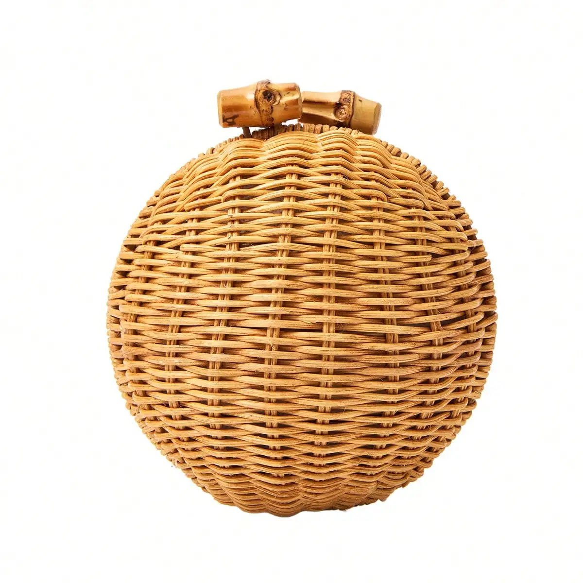 

Elegant Women Rattan Clutch Woven Round Clutch Trim Wicker Crossbody Purse For Evening Wedding Party