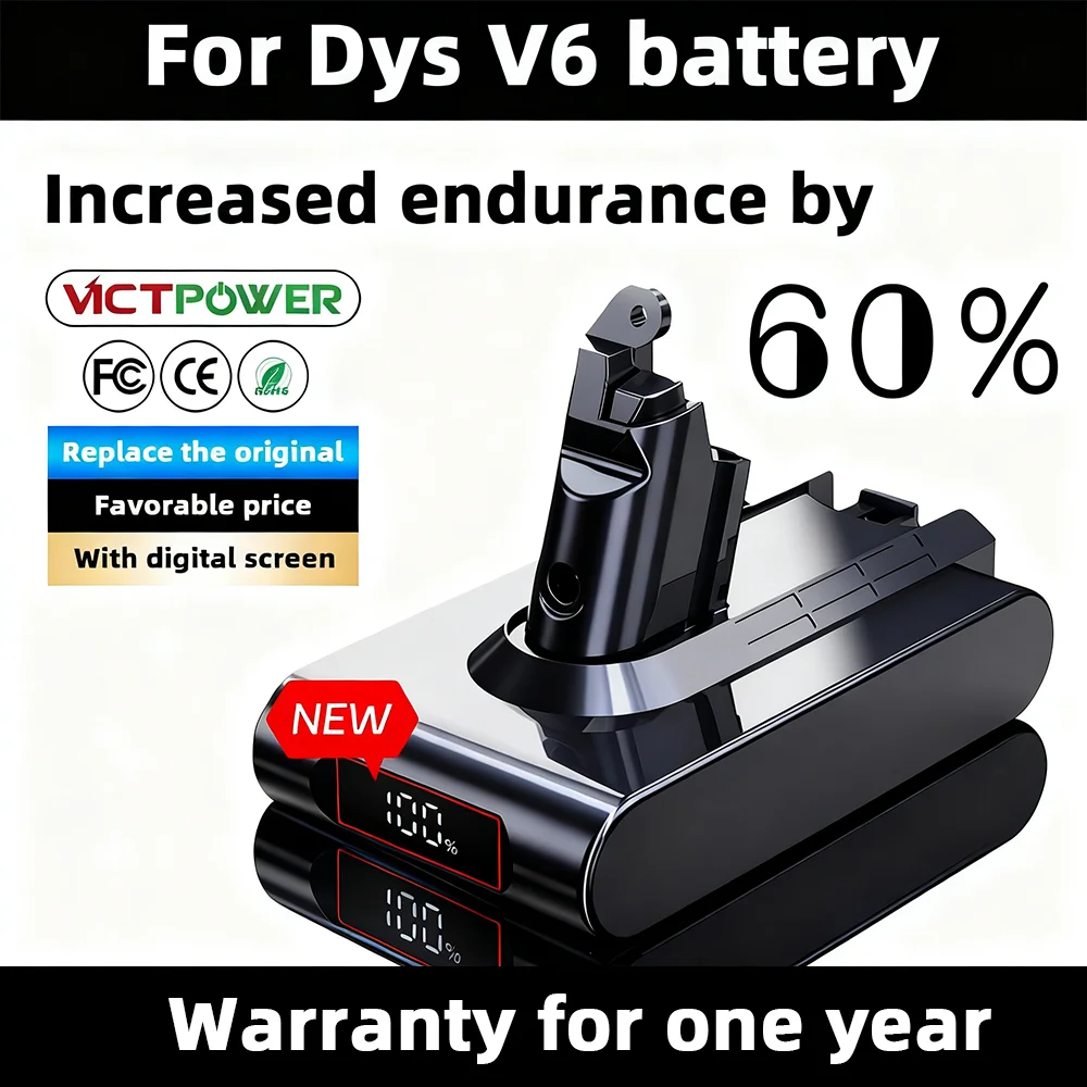 

Victpower Replacement 21.6v Power Tool Li-ion Rechargeable Battery for V6 21.6V Vacuum Cleaner SV06 DC58 DC59 DC61 DC62 Battery
