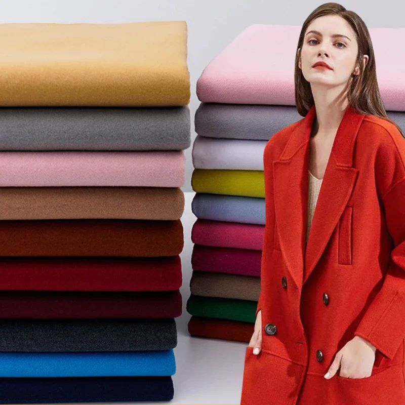 Autumn and Winter Double-sided Woolen Fabric Thickened Solid Color Brushed Imitation Cashmere Outerwear Coat DIY Clothing Fabric