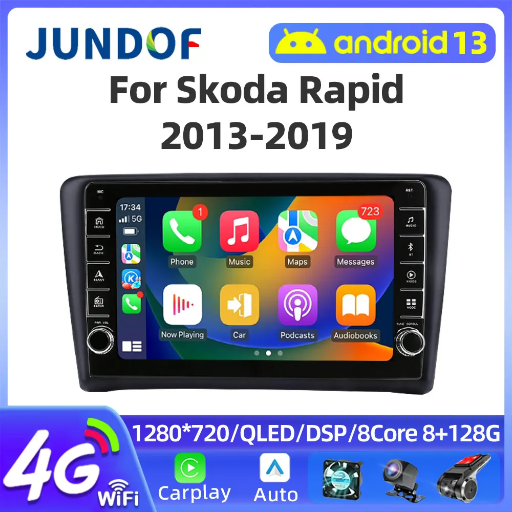 For Skoda Rapid 2013 - 2019 Android Car Radio Multimedia Video Player Navigation GPS Carplay Touch Screen Auto Stereo WIFI DSP