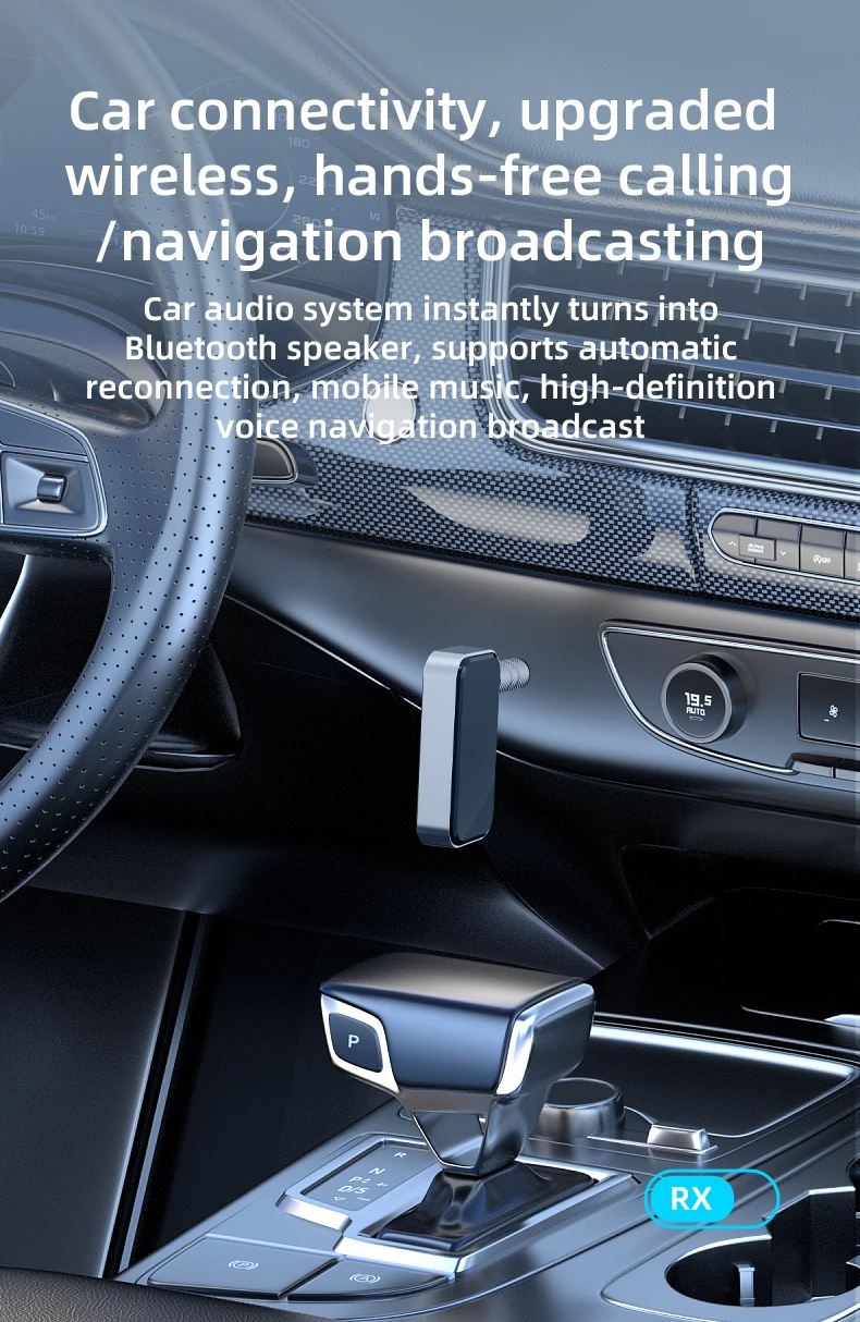 Bluetooth 5.4 Sender Empfänger 2 in 1 Wireless Audio für Auto Musik Kopfhörer Lautsprecher 3,5 mm Klinke AUX Wireless Audio Adapter – Detail 5