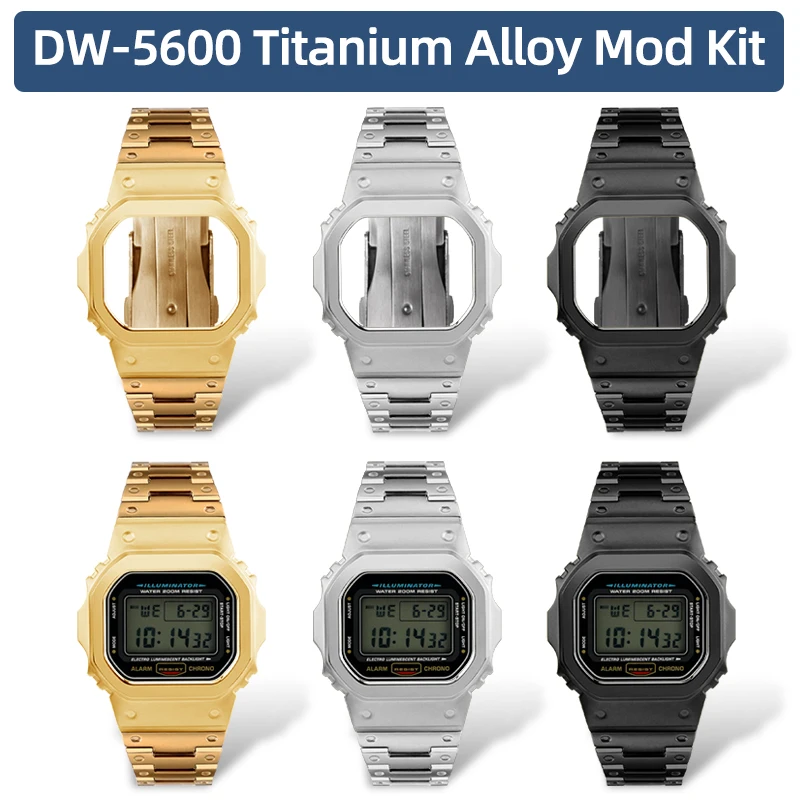 

DW5600 Легкий комплект модов из титанового сплава для Casio 3229 DW-5600 GW-B5600 GW-M5610, модифицированный ремешок из цельного металла, аксессуары