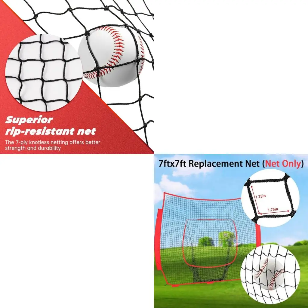 

Rebounds Training Baffle Net Baseball Replacement Net 7ftx7ft Easy Setups Practice Netting for Throwing Hitting Fielding