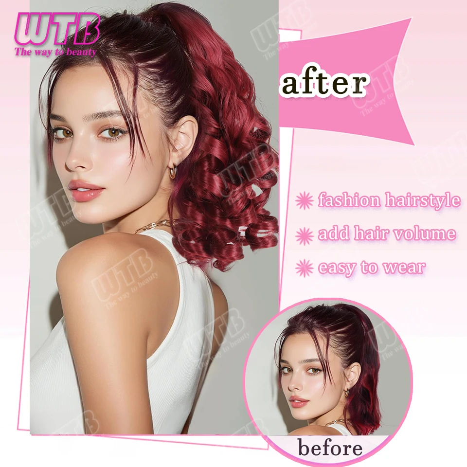 Roman Curl Ponytail Synthetic Wig for Women Clip Style Short Curly Ponytail Wig Suitable for Everyday Wear Parties and Weddings